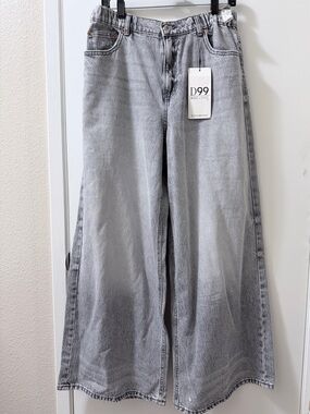 Stradivarius Light Gray Wide-Leg Jeans